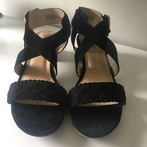Me Too Suede Block Heel Sandal